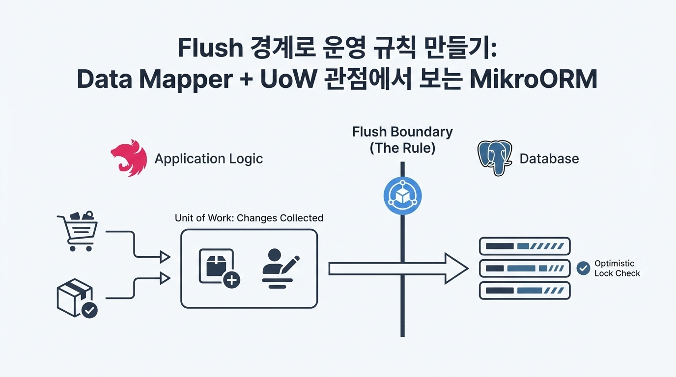 Flush 경계로 운영 규칙 만들기: Data Mapper + UoW 관점에서 보는 MikroORM